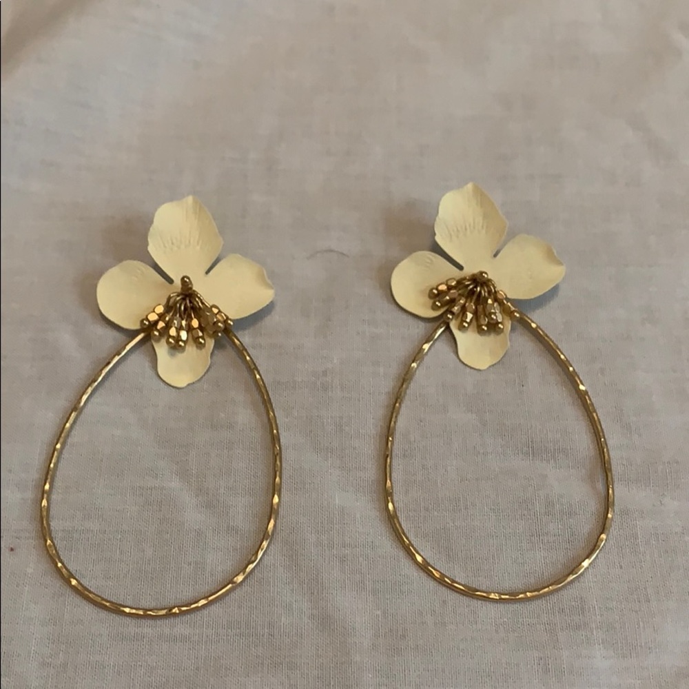Gold and white earrings